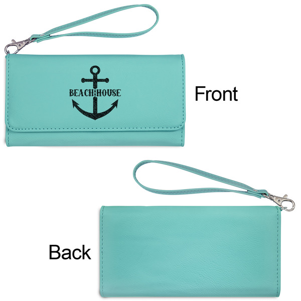 Chic Beach House Ladies Wallets - Faux Leather - Teal - Front & Back View
