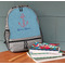 Chic Beach House Large Backpack - Gray - On Desk