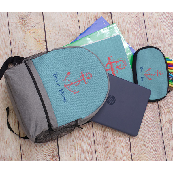 Chic Beach House Large Backpack - Gray - With Stuff