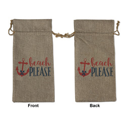 Chic Beach House Large Burlap Gift Bag - Front & Back