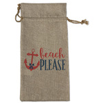 Chic Beach House Large Burlap Gift Bag - Front