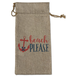 Chic Beach House Large Burlap Gift Bag - Front
