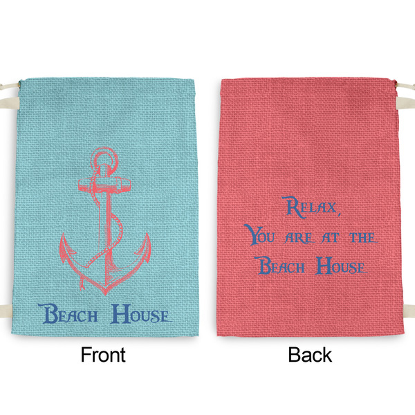 Chic Beach House Large Laundry Bag - Front & Back View