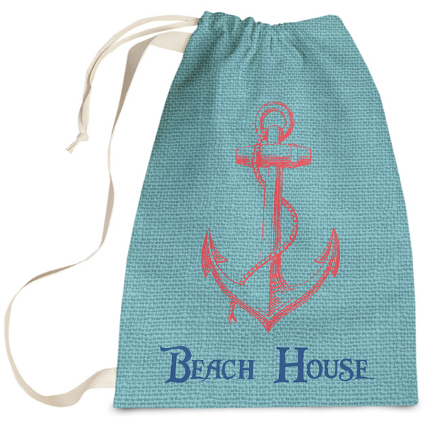 Custom Chic Beach House Laundry Bag - Large