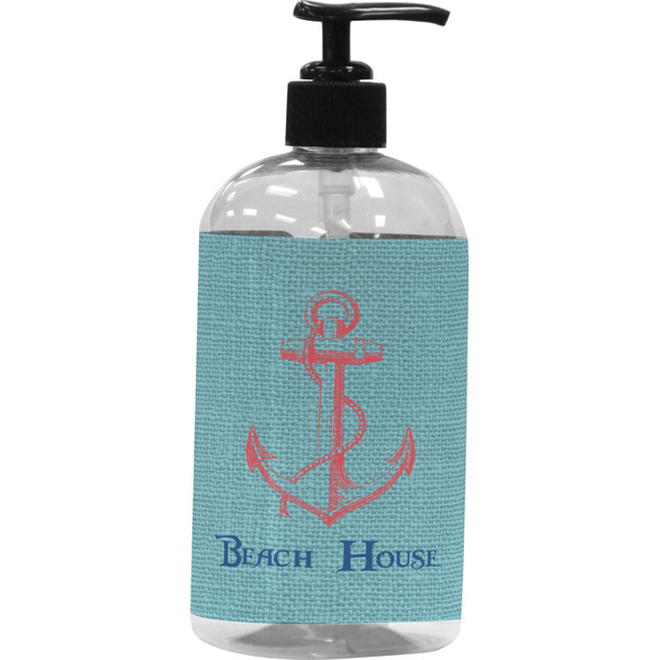 Custom Chic Beach House Plastic Soap / Lotion Dispenser (16 oz - Large - Black)
