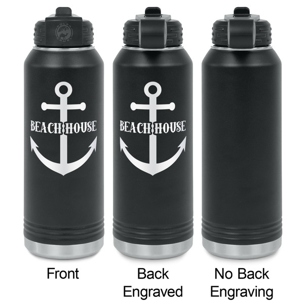 Chic Beach House Laser Engraved Water Bottles - 2 Styles - Front & Back View
