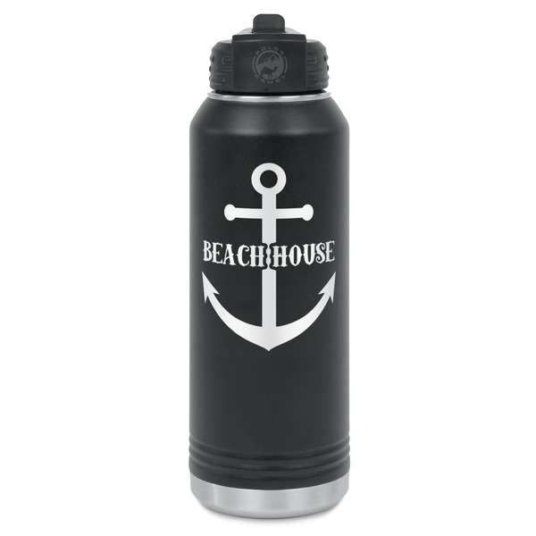 Custom Chic Beach House Water Bottle - Laser Engraved - Front