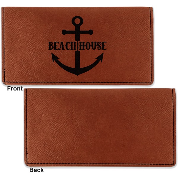 Chic Beach House Leather Checkbook Holder Front and Back Single Sided - Apvl