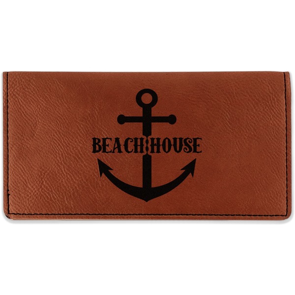 Custom Chic Beach House Leatherette Checkbook Holder - Double Sided