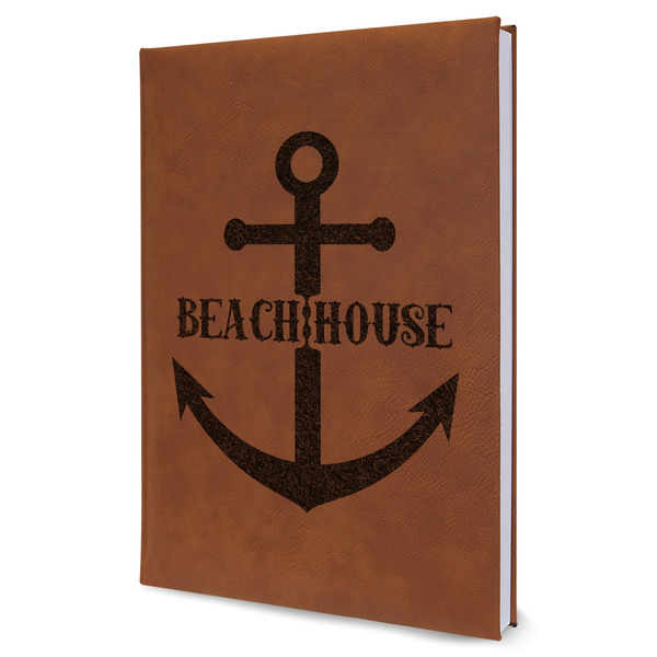 Custom Chic Beach House Leather Sketchbook - Large - Double Sided