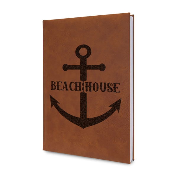 Custom Chic Beach House Leather Sketchbook - Small - Double Sided