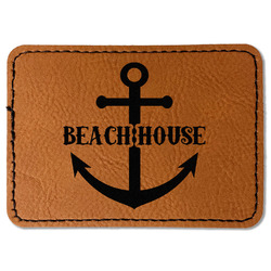 Chic Beach House Faux Leather Iron On Patch - Rectangle