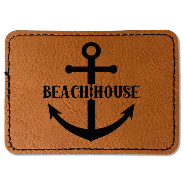 Custom Chic Beach House Faux Leather Iron On Patch - Rectangle