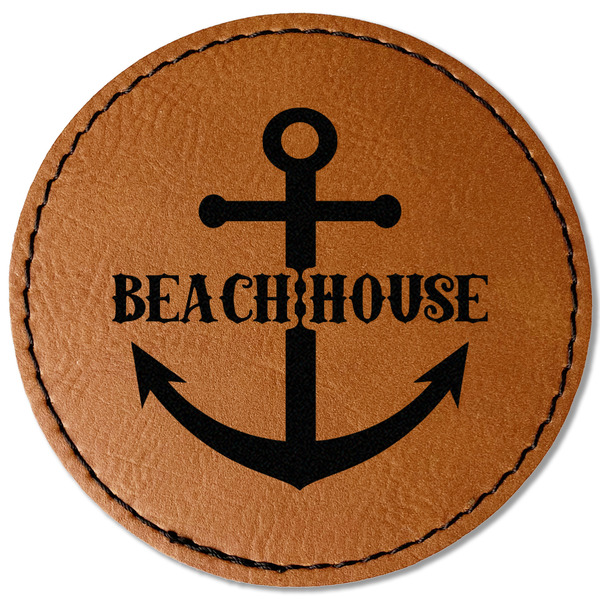 Custom Chic Beach House Faux Leather Iron On Patch - Round