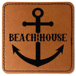 Chic Beach House Faux Leather Iron On Patch - Square