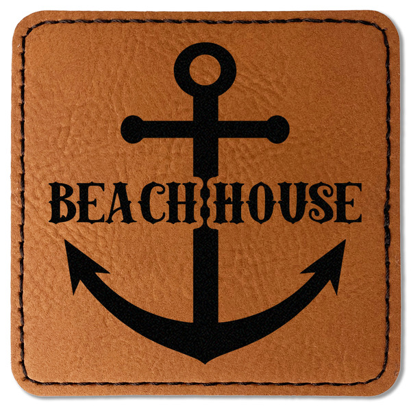 Custom Chic Beach House Faux Leather Iron On Patch - Square