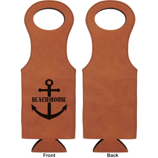 Chic Beach House Leatherette Wine Tote Single Sided - Front and Back