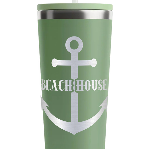 Chic Beach House Light Green RTIC Everyday Tumbler - 28 oz. - Close Up
