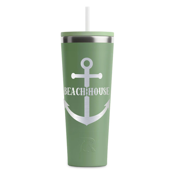 Custom Chic Beach House RTIC Everyday Tumbler with Straw - 28oz - Light Green - Single-Sided