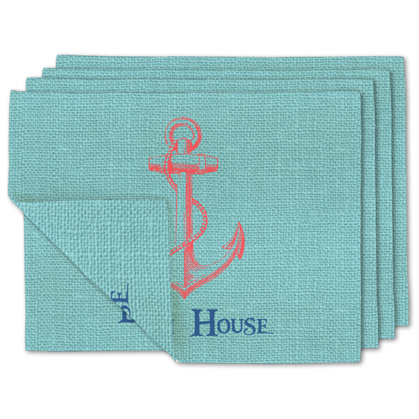 Custom Chic Beach House Double-Sided Linen Placemat - Set of 4