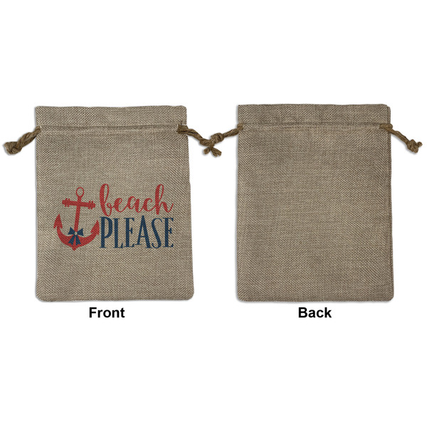 Chic Beach House Medium Burlap Gift Bag - Front Approval