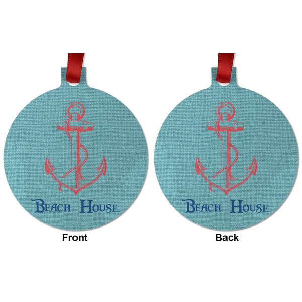 Chic Beach House Metal Ball Ornament - Front and Back