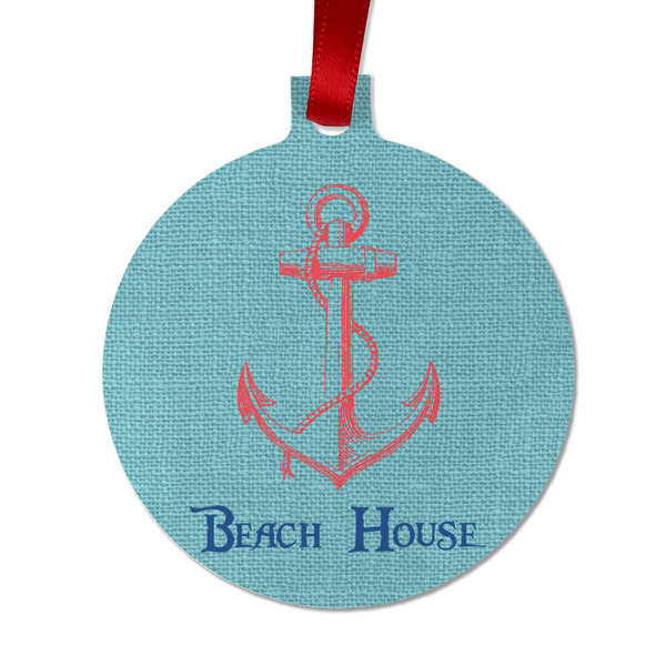 Custom Chic Beach House Metal Ball Ornament - Double Sided