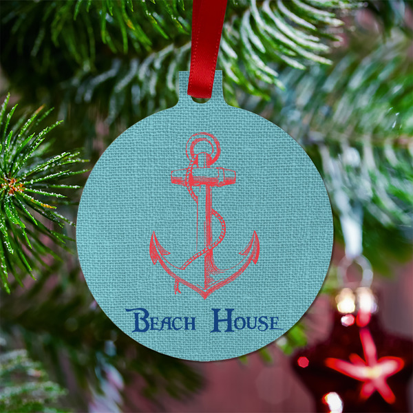 Chic Beach House Metal Ball Ornament - Lifestyle
