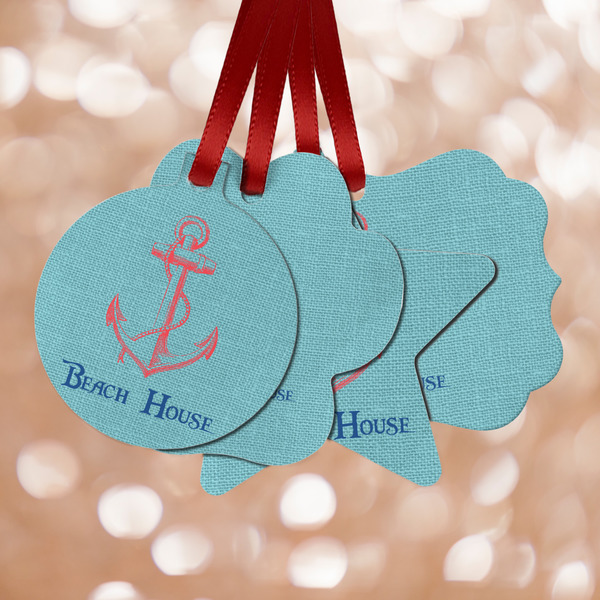 Custom Chic Beach House Metal Ornaments - Double Sided