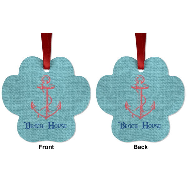 Chic Beach House Metal Paw Ornament - Front and Back