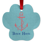 Chic Beach House Metal Paw Ornament - Double Sided