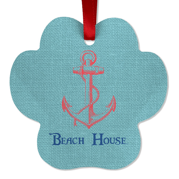 Chic Beach House Metal Paw Ornament - Front