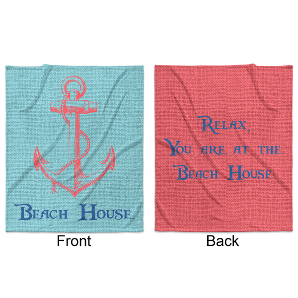 Chic Beach House Minky Blanket - 50"x60" - Double Sided - Front & Back