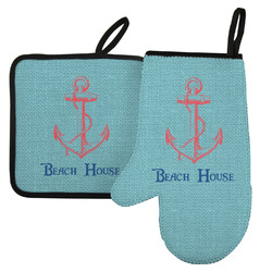 Chic Beach House Left Oven Mitt & Pot Holder Set