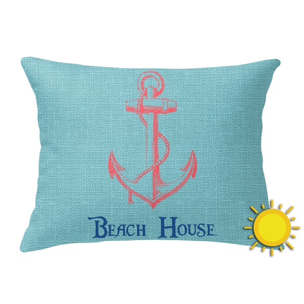 Custom Chic Beach House Outdoor Throw Pillow (Rectangular)