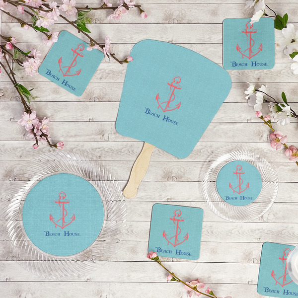 Chic Beach House Party Supplies Combination Image - All items - Plates, Coasters, Fans