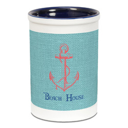 Chic Beach House Ceramic Pencil Holders - Blue