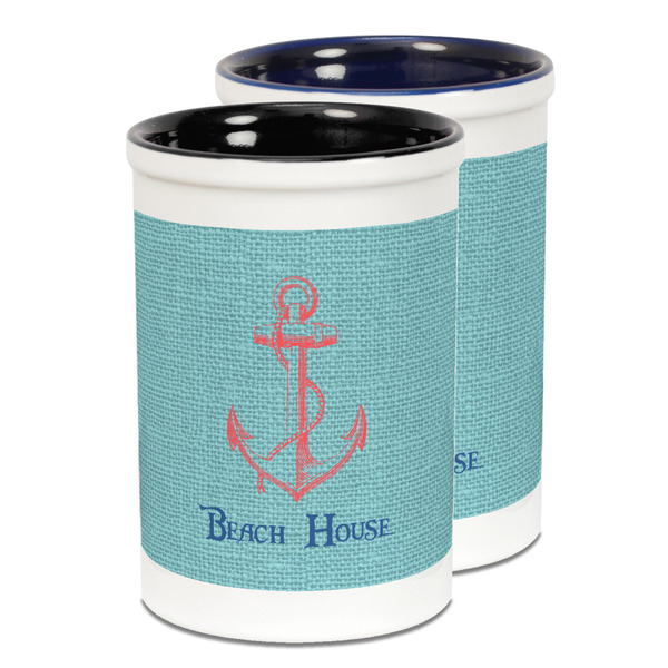 Custom Chic Beach House Ceramic Pencil Holder - Large