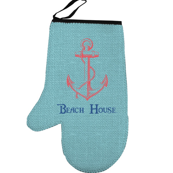 Chic Beach House Personalized Oven Mitt - Left