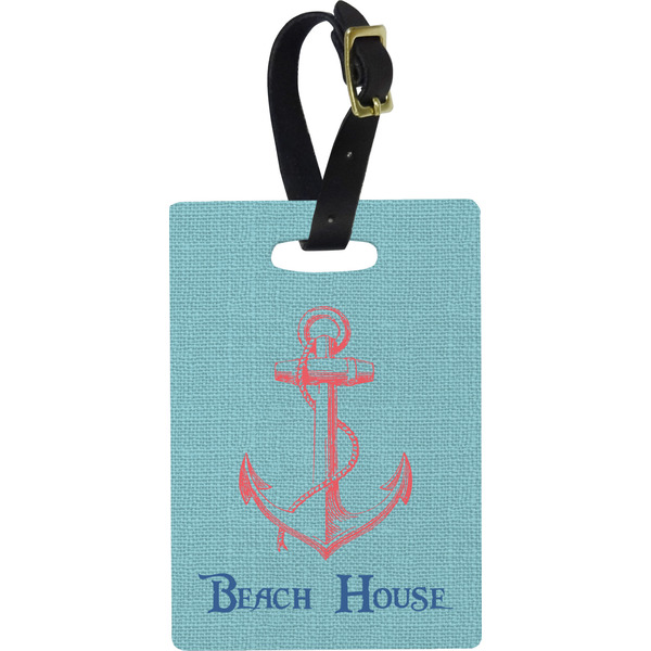 Custom Chic Beach House Plastic Luggage Tag - Rectangular