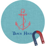 Chic Beach House Round Fridge Magnet