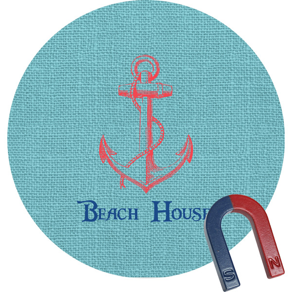 Custom Chic Beach House Round Fridge Magnet