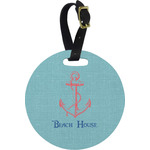 Chic Beach House Plastic Luggage Tag - Round