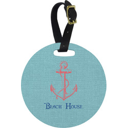 Chic Beach House Plastic Luggage Tag - Round