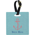 Chic Beach House Plastic Luggage Tag - Square