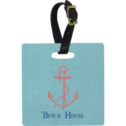 Chic Beach House Plastic Luggage Tag - Square