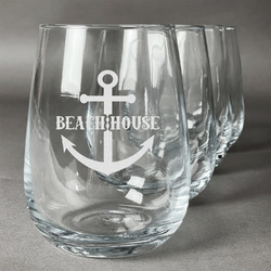 Chic Beach House Stemless Wine Glasses (Set of 4)