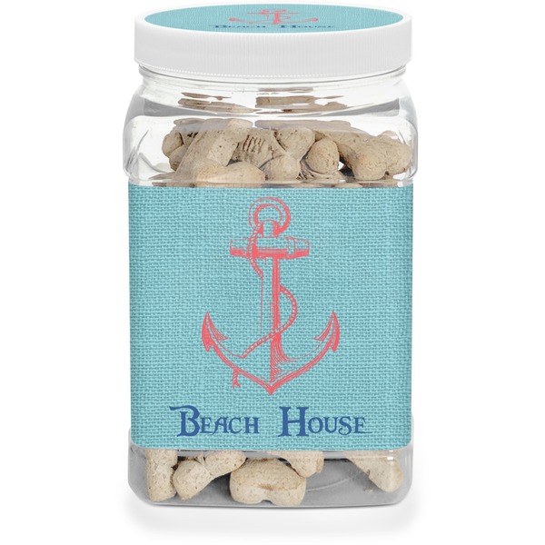 Custom Chic Beach House Dog Treat Jar