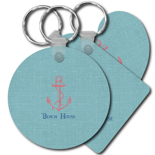 Custom Chic Beach House Plastic Keychain