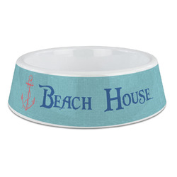 Chic Beach House Plastic Dog Bowl - Large